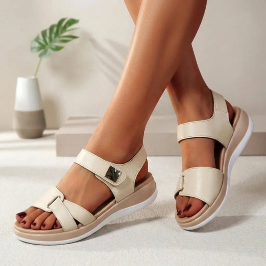Florence | Orthopedic Platform Sandals Open Toe Velcro Straps