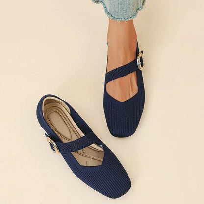 Women's Orthopedic Mary Jane Flats | Square Toe Breathable Knit Shoes