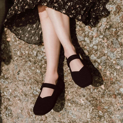 Women's Orthopedic Mary Jane Flats | Square Toe Breathable Knit Shoes