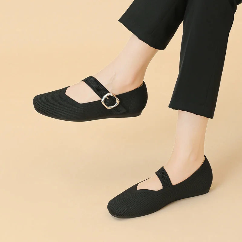 Women's Orthopedic Mary Jane Flats | Square Toe Breathable Knit Shoes