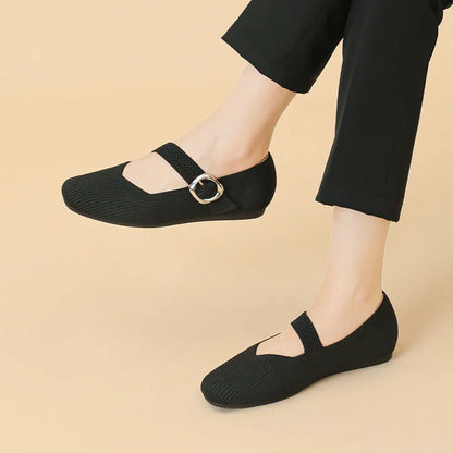 Women's Orthopedic Mary Jane Flats | Square Toe Breathable Knit Shoes