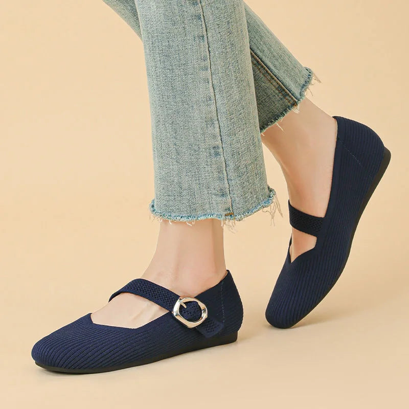 Women's Orthopedic Mary Jane Flats | Square Toe Breathable Knit Shoes