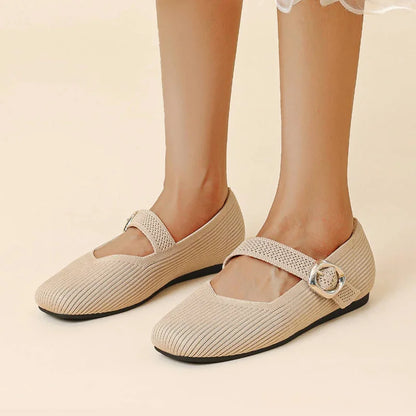 Women's Orthopedic Mary Jane Flats | Square Toe Breathable Knit Shoes