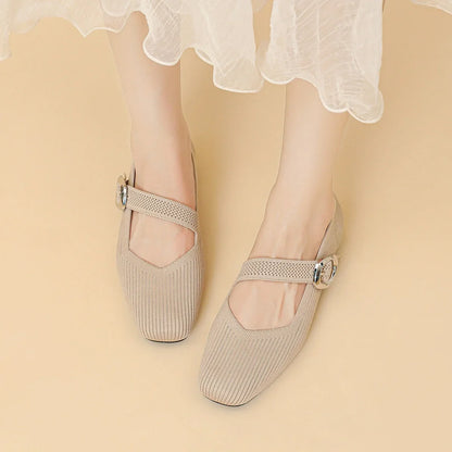 Women's Orthopedic Mary Jane Flats | Square Toe Breathable Knit Shoes