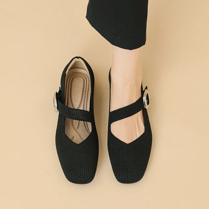 Women's Orthopedic Mary Jane Flats | Square Toe Breathable Knit Shoes