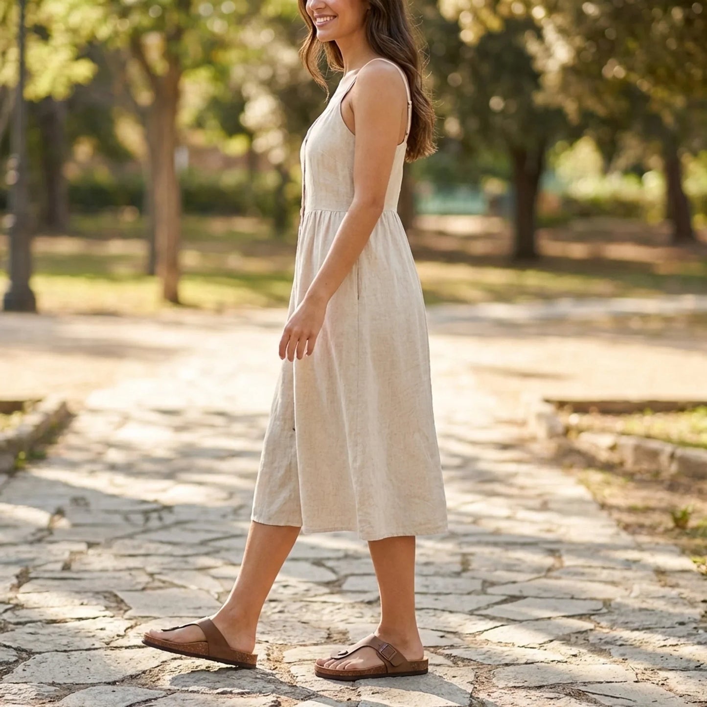 Toe-Post Cork Footbed Sandals with Arch Support | Santorini | Women’s