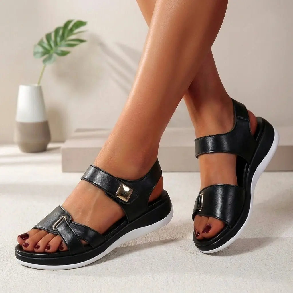 Florence | Orthopedic Platform Sandals Open Toe Velcro Straps
